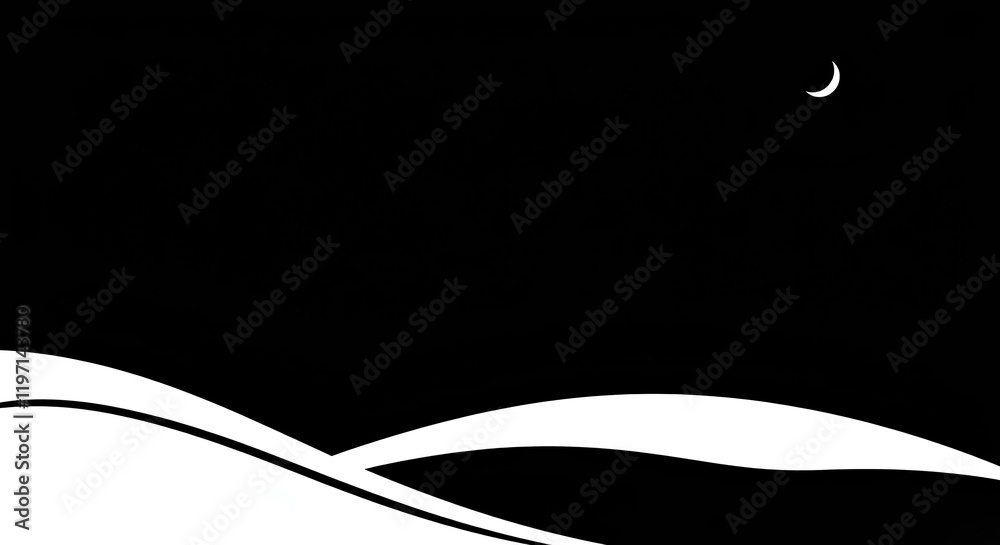 Fototapeta premium minimalist black abstract background with smooth curved white edges, creating a modern and elegant visual effect