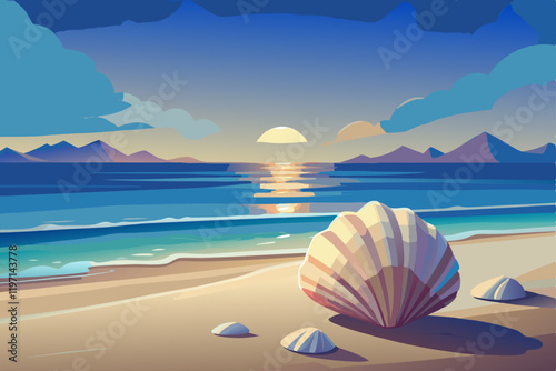 Seashell on the beach isolated