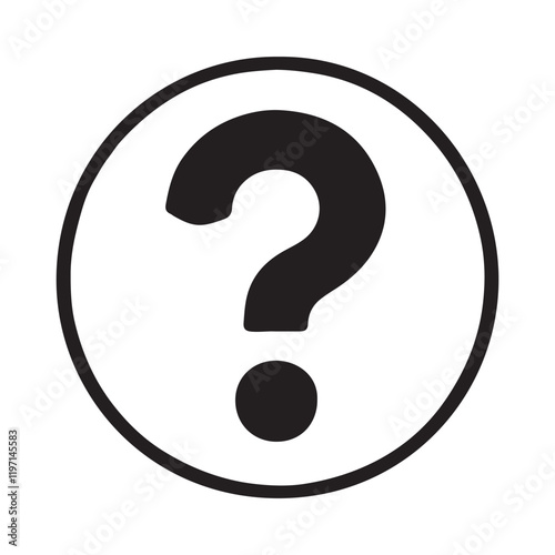 Black Question Mark Inside a Circle on White Background

