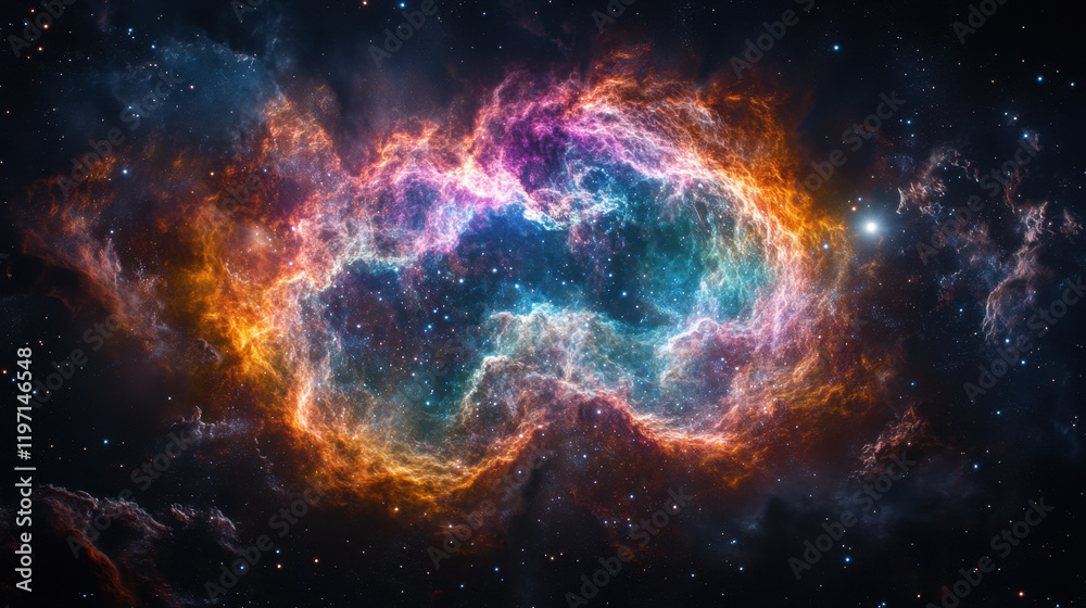 Fototapeta premium Vibrant Glowing Nebula in Space with Stunning Colors