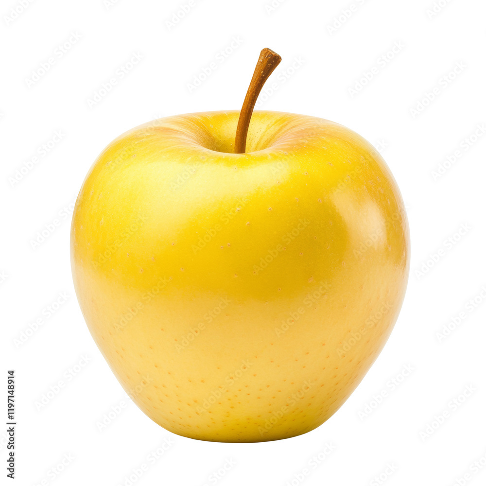 A vibrant yellow golden delicious apple is shown isolated against a black background. A vibrant yellow golden delicious apple is shown isolated against a black background.