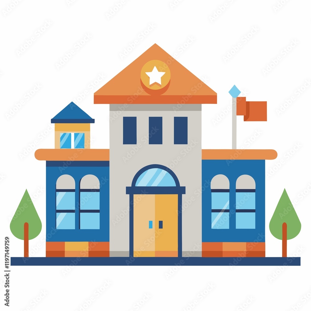 Fototapeta premium police station building illustration on white background