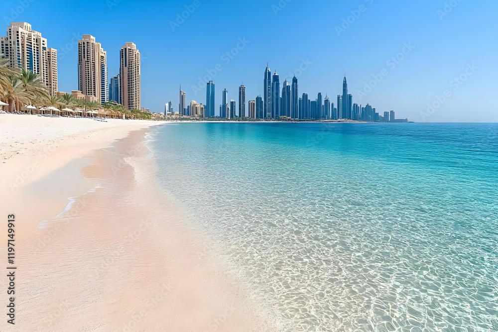 Naklejka premium Beach Cityscape Illustration