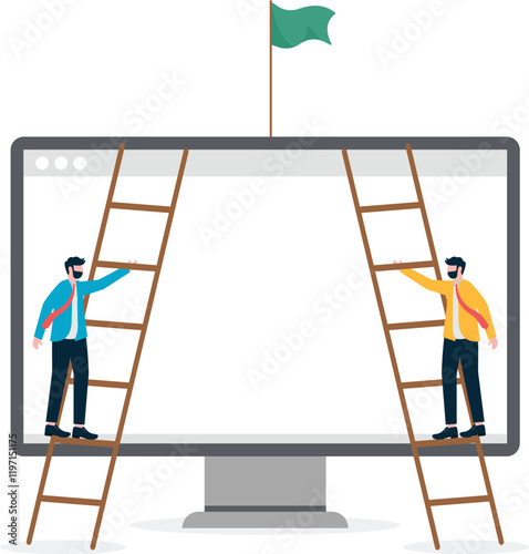 Social media illustration, business concept, web design

