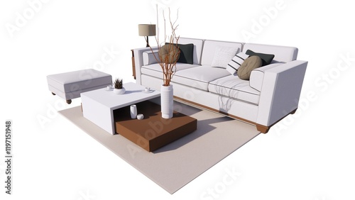 Living room interior illustration with white background