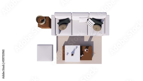 Living room interior illustration with white background