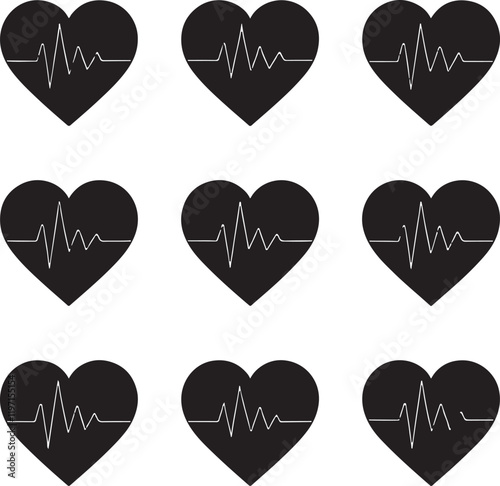 set of heart icons