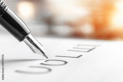 A close-up of a ballot paper being filled out with a pen, highlighting the process of making a choice