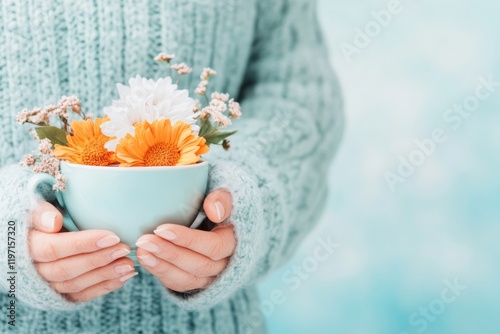 A close-up of hands trembling while holding a cup of tea, showcasing a moment of nervous vulnerability