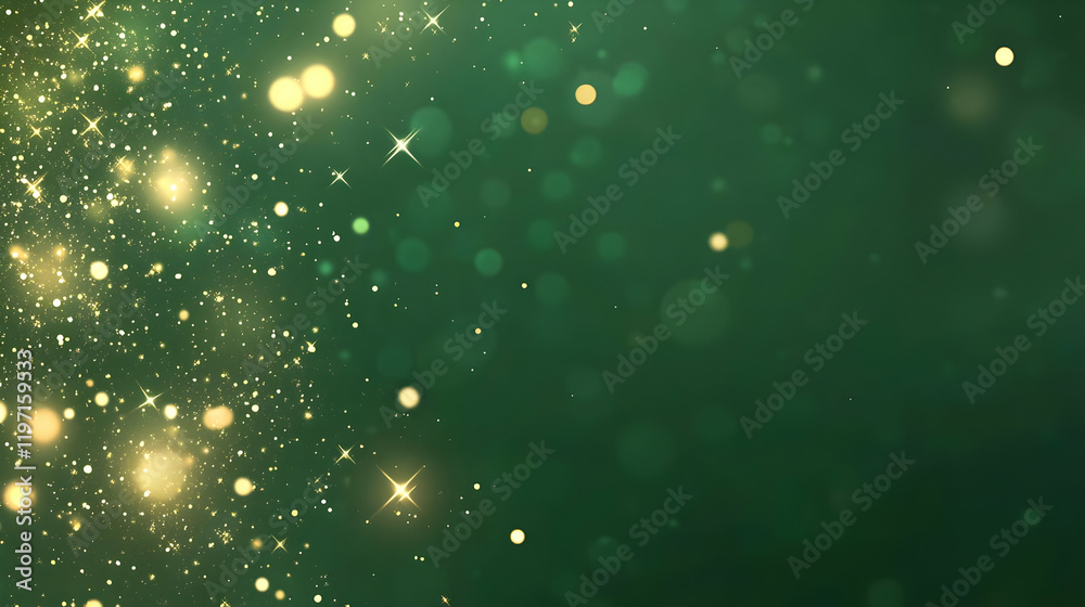 Green Abstract Background with Gold Glitter Green Abstract Background with Gold Glitter