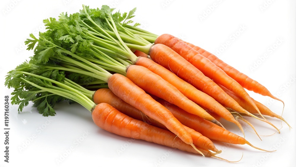 Bunch of carrots with green tops - A bundle of fresh orange carrots with vibrant green tops, showcasing their natural and farm-fresh appeal, perfect for recipes or display.
Bunch of carrots with green tops - A bundle of fresh orange carrots with vibrant green tops, showcasing their natural and farm-fresh appeal, perfect for recipes or display.