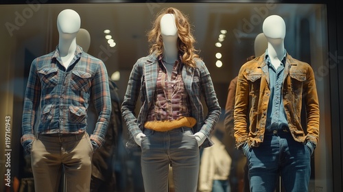 a fashion brand's clothing line on mannequins photo