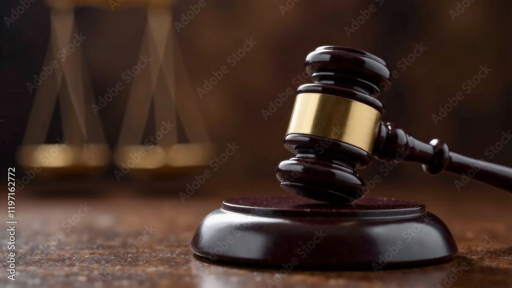 The judge's gavel is on the judge's desk. The hammer of justice.
