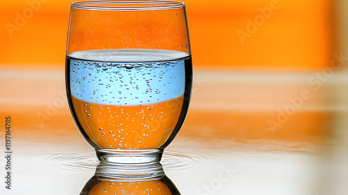 Abstract reflections in a distorted glass surface, showcasing an interplay of light, color, and fluidity 