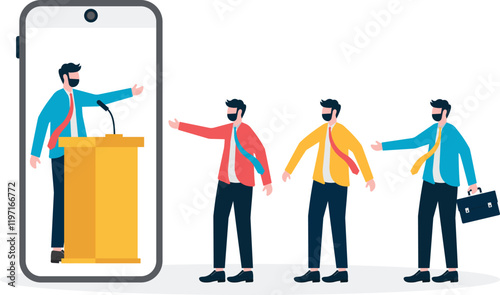 Social media illustration, business concept, web design

