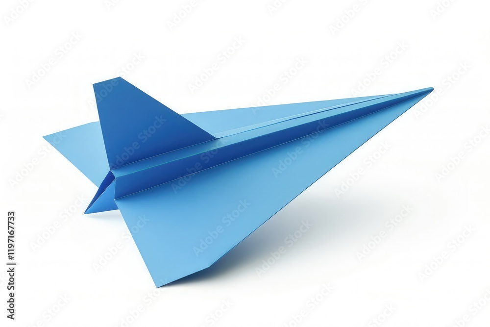 A sleek blue paper airplane, symbolizing creativity and playfulness in design. isolated on white background A sleek blue paper airplane, symbolizing creativity and playfulness in design. isolated on white background