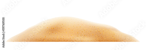 Desert or seaside ground, isolated pile of sand on beach or dune hill. Vector summertime exotic location soil, tropical vacation design scene surface. Summer texture with wave, sandy shore