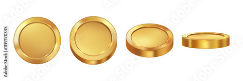 Realistic golden coins, bingo lottery victory. Vector isolated icon of chips for gambling games. Lotto entertainment and gambler activity in casino. Success and profit, prize for winning