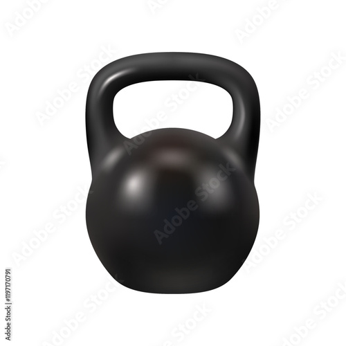 Powerlifting and bodybuilding accessories and equipment for working out and sports activities. Vector realistic iron kettlebell, strength and training tool for gym. Weight for bodybuilders to lift