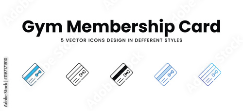 Gym Membership Card icons in different style vector stock illustration