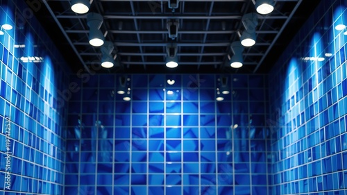 Wallpaper Mural Blue Ceramic Wall Pattern, Ceiling Light, High-Quality Photo Torontodigital.ca