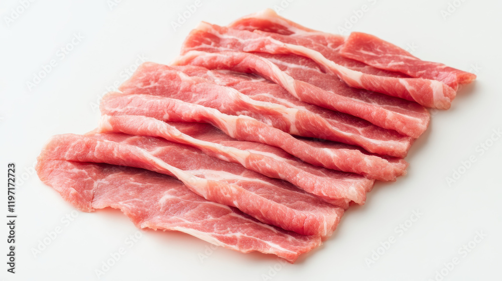 Sliced Raw Pork for Grilling or Stir-frying - Fresh Meat Texture Sliced Raw Pork for Grilling or Stir-frying - Fresh Meat Texture