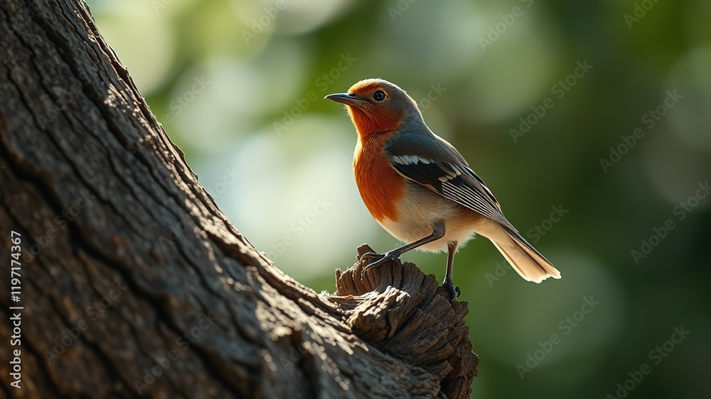 Fototapeta premium Colorful Bird on Tree Trunk - Stunning Nature Photography