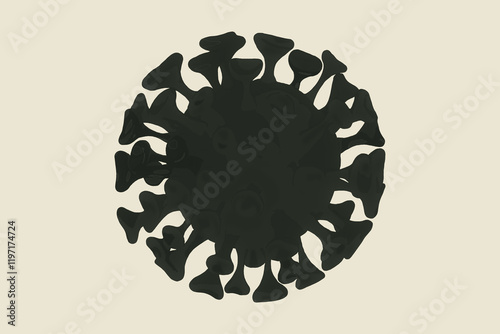 silhouette Particles of the virion of human influenza metapneumovirus (HMPV) respiratory tract infection, new dangerous disease under the microscope, virology