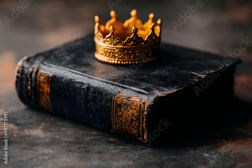 Golden Crown on Antique Book photo