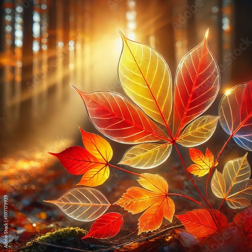 Transparent bright autumn leaves
