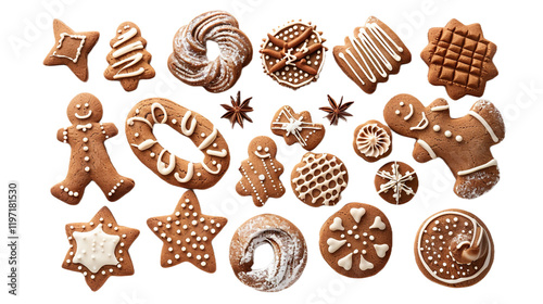 Gingerbread Cookie Mix on transparent background PNG. photo