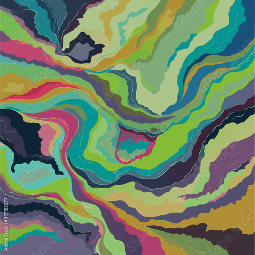 Illustration Motif Réseau Complexe Strates Lignes Marbrure Mélange Motif Multicolore - Couleurs multiples - Accumulation - Vecteur