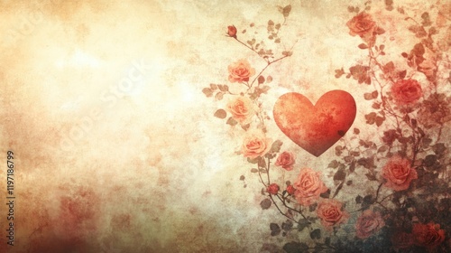 A soft-focus background with a beautiful silhouette of a heart and roses, evoking the feeling of love and romance.