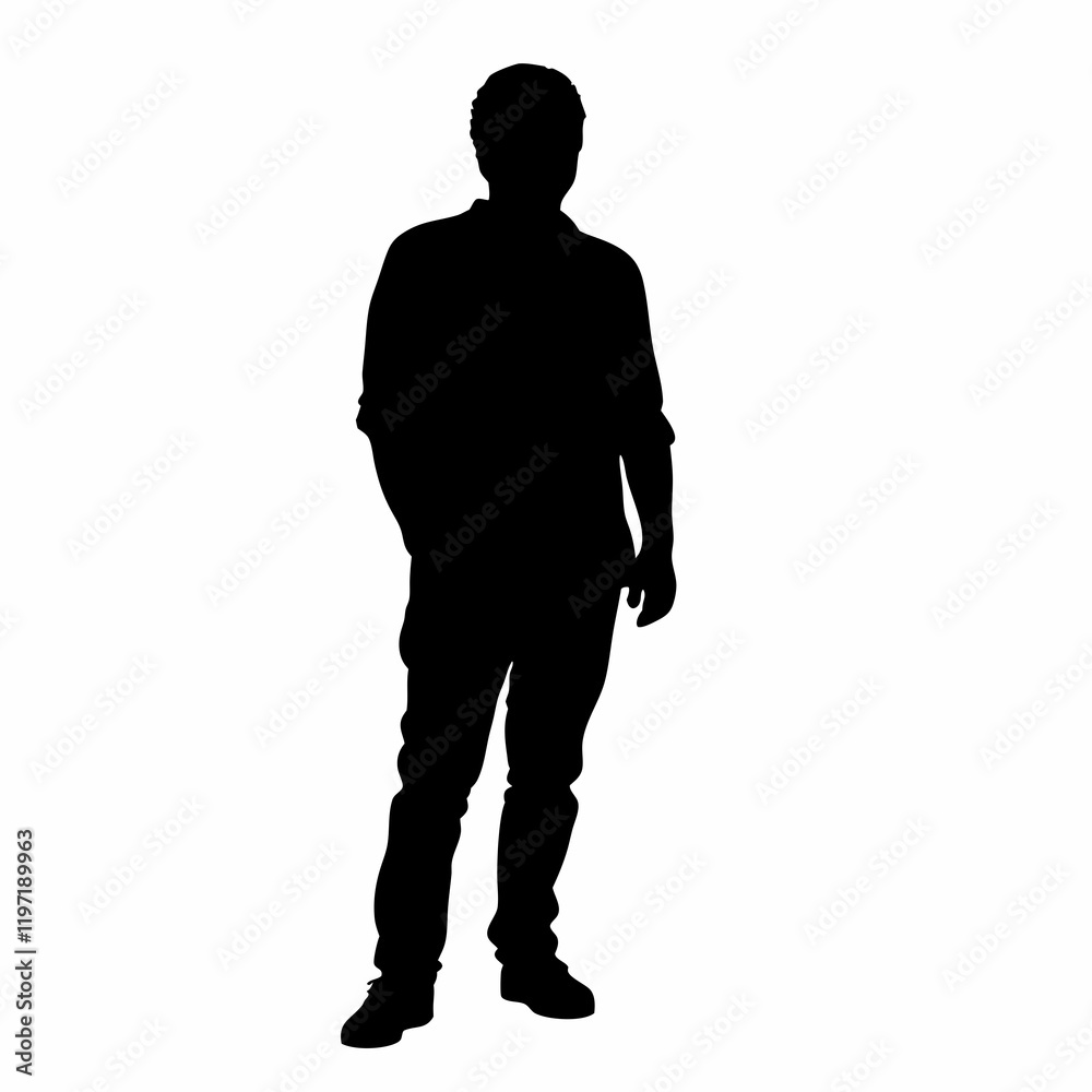 A man is standing in front of a white background. He is wearing a jacket and pants. He is holding his hands in front of his body A man is standing in front of a white background. He is wearing a jacket and pants. He is holding his hands in front of his body