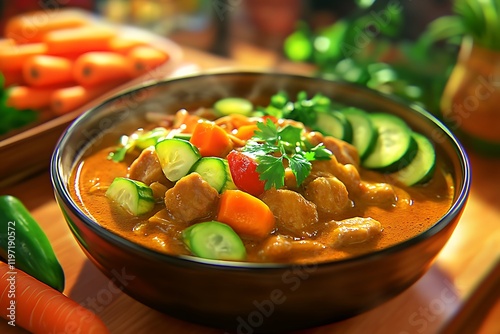 A beautiful and delicious hot massaman curry photo