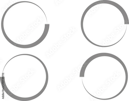 Stripes around the circle logo countdown graphic of a partially filled progress circular icon.