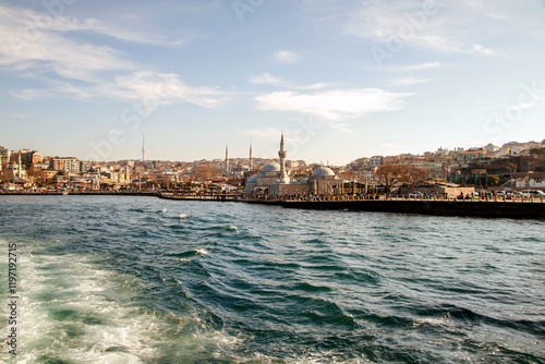 View of bosphorus and the uskudar town coast in Istanbul  