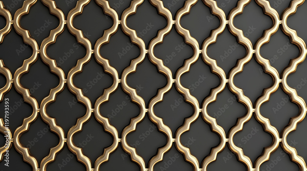 Fototapeta premium Elegant golden pattern design on dark background, perfect for decor
