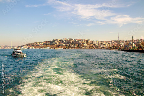 View of bosphorus and the uskudar town coast in Istanbul  