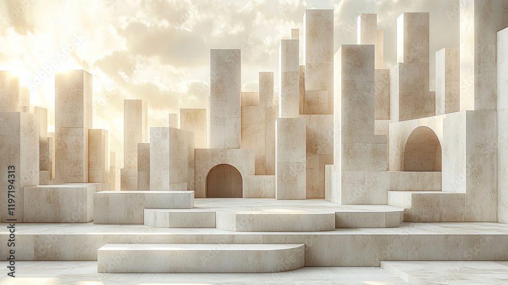 White Architectural Model Under Sunlight White Architectural Model Under Sunlight