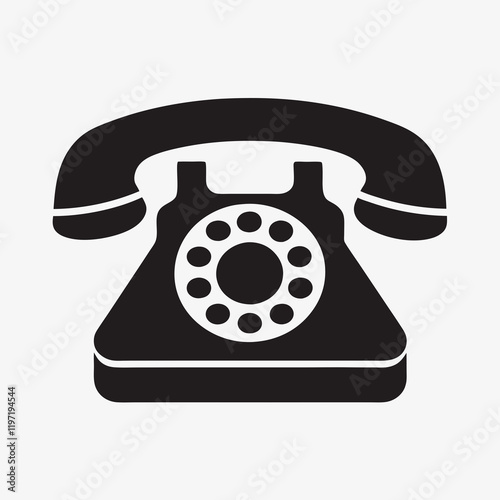 Vintage Classic Phone Silhouette Vector.