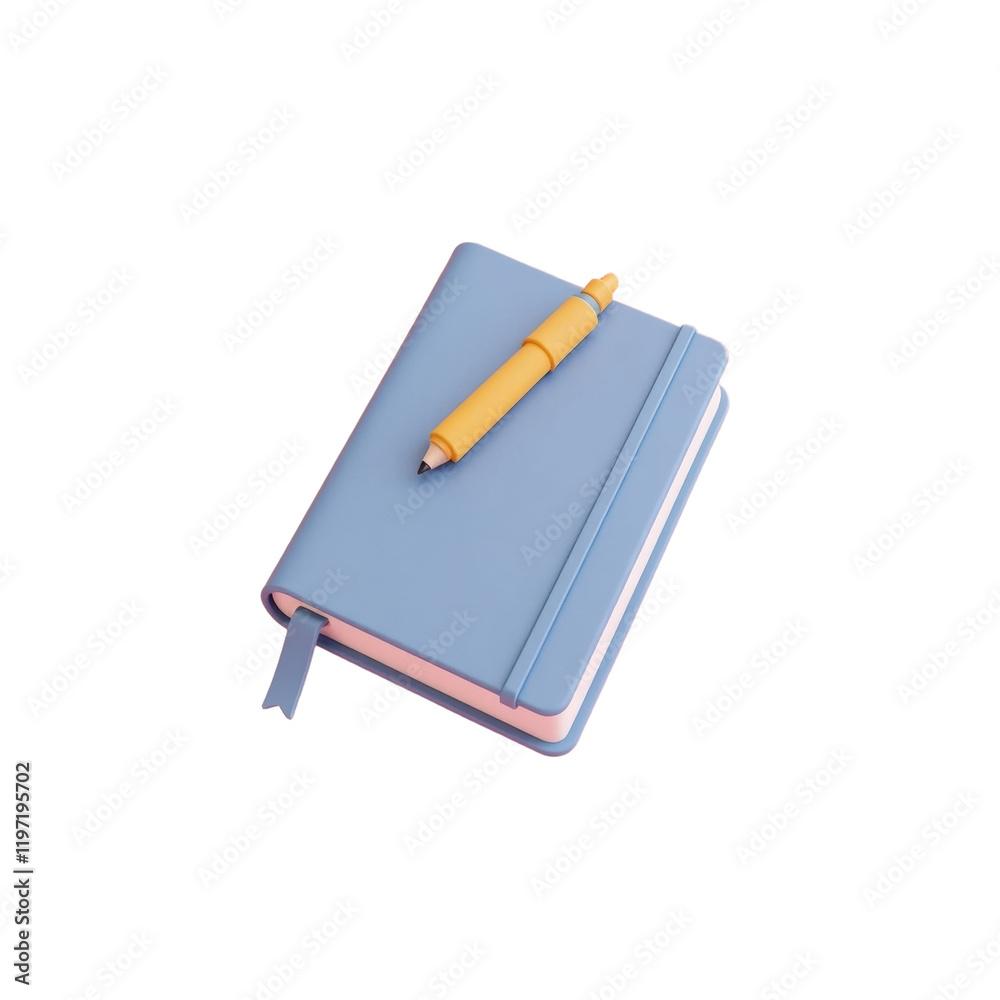 yellow pencil lies on a light blue notebook against a pink background yellow pencil lies on a light blue notebook against a pink background