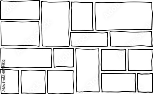 Border frame. Simple scratch brush empty doodle. Freehand grungy rectangle. Outline sketch drawn line. Black dirty scribble square collection