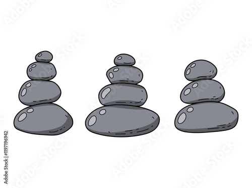 Group of stone. Pile of minimalist tower. Wellness and calm symbol. Rock pyramid and zen balance with stability