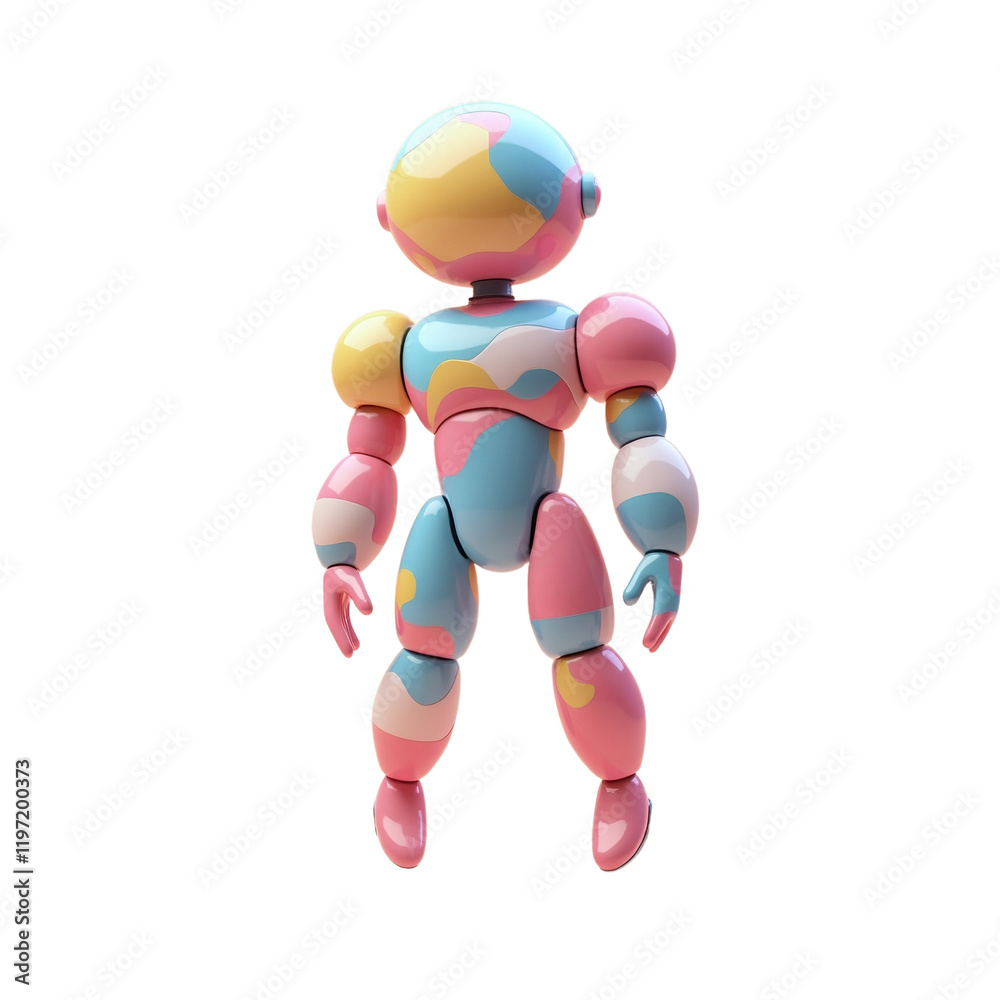 charming pastel-colored robot with rounded shapes and a playful . charming pastel-colored robot with rounded shapes and a playful .