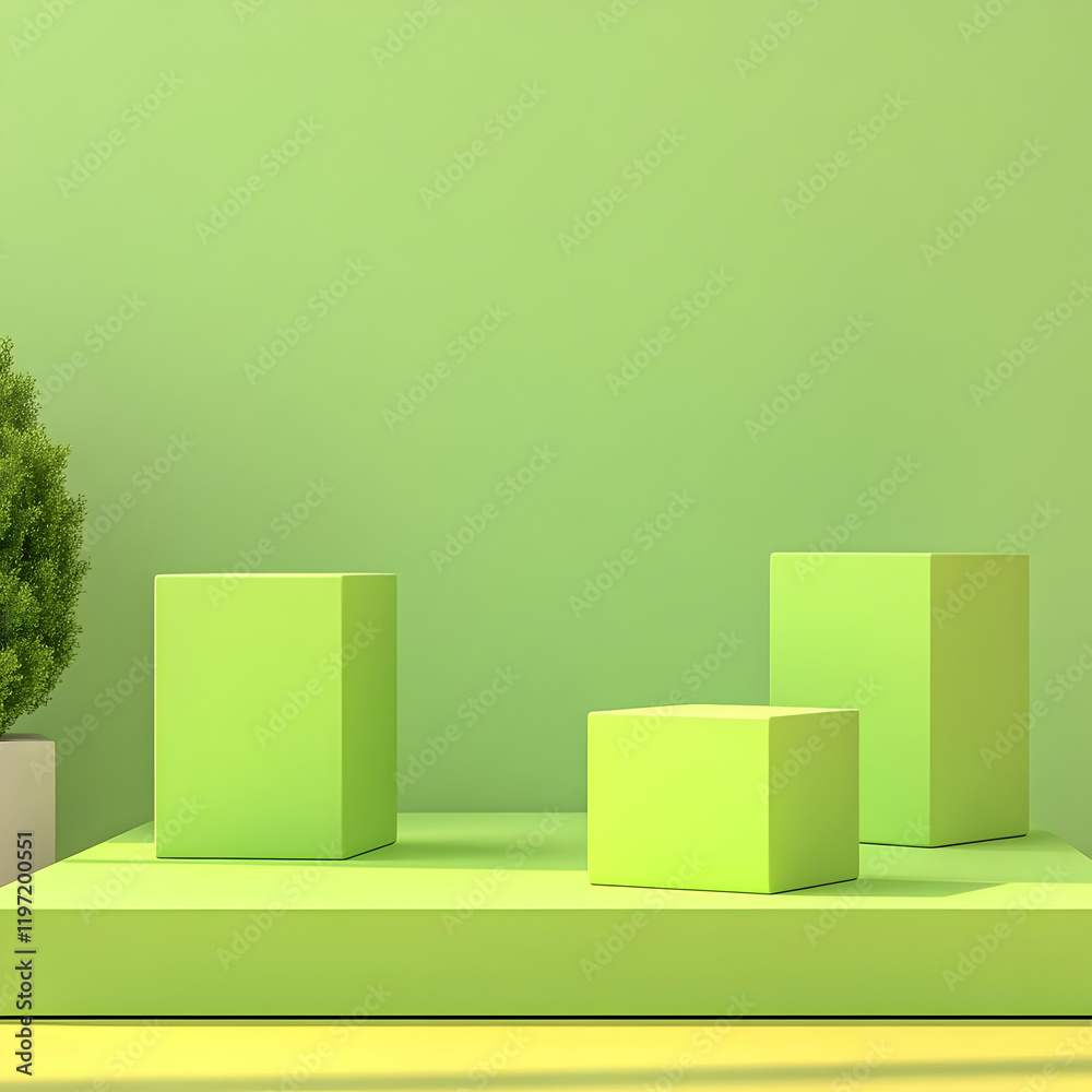 Green 3D Cube Abstract Background Green 3D Cube Abstract Background