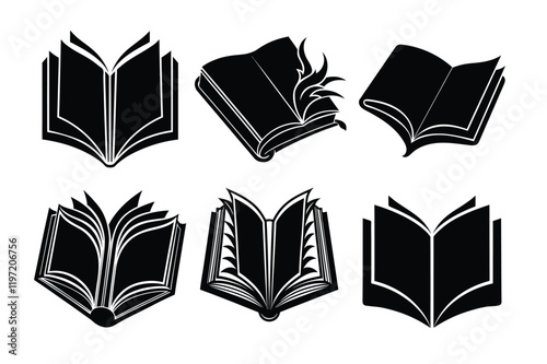 Set of book shillouette vector illustration