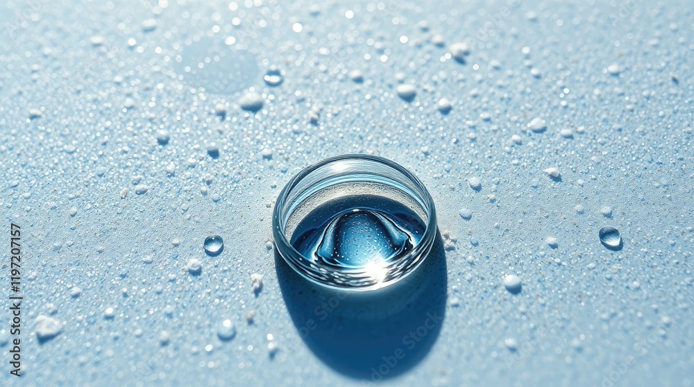 macro oil painting of a single drop of seawater on sand. Strong hard light and dramatic shadows.warm sand macro oil painting of a single drop of seawater on sand. Strong hard light and dramatic shadows.warm sand