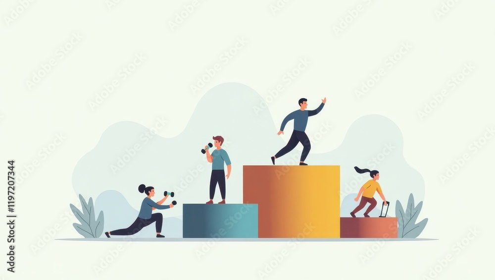 pyramid with athlete training icons 2d flat icons illustration pyramid with athlete training icons 2d flat icons illustration