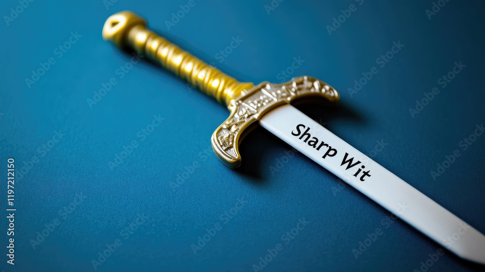 Decorative, shining sword with gold handle and Decorative, shining sword with gold handle and